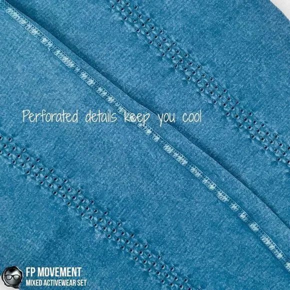 FP MOVEMENT HAPPINESS RUNS STRAPPY BACK CROP TANK + GOOD KARMA LEGGINGS BLUE HUE - Picture 11 of 16